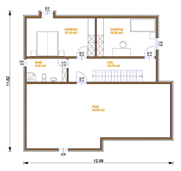 Plan mansarda casa CLB-38