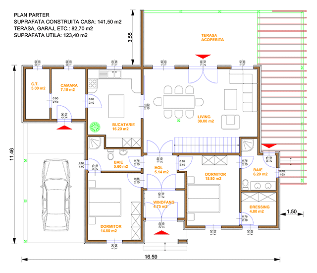 Plan parter casa CLB-38
